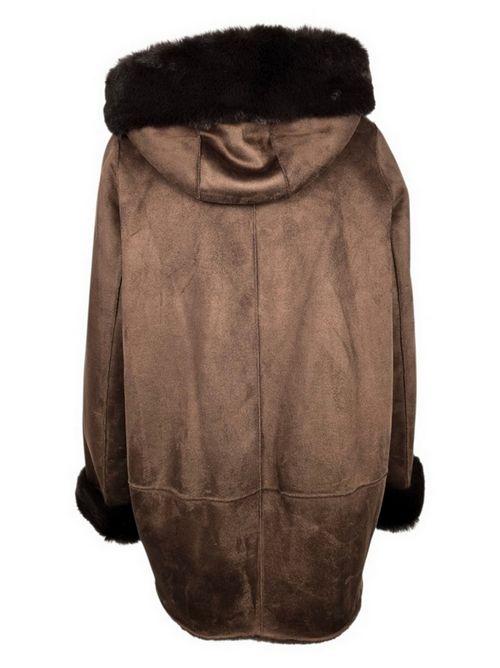 eco-montone donna over marrone V Lab | 6037-FACE030